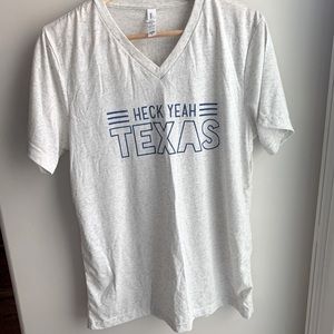 SOLD! Womens Bella + Canvas White Short Sleeve Heck Yeah Texas V-Neck Top Medium